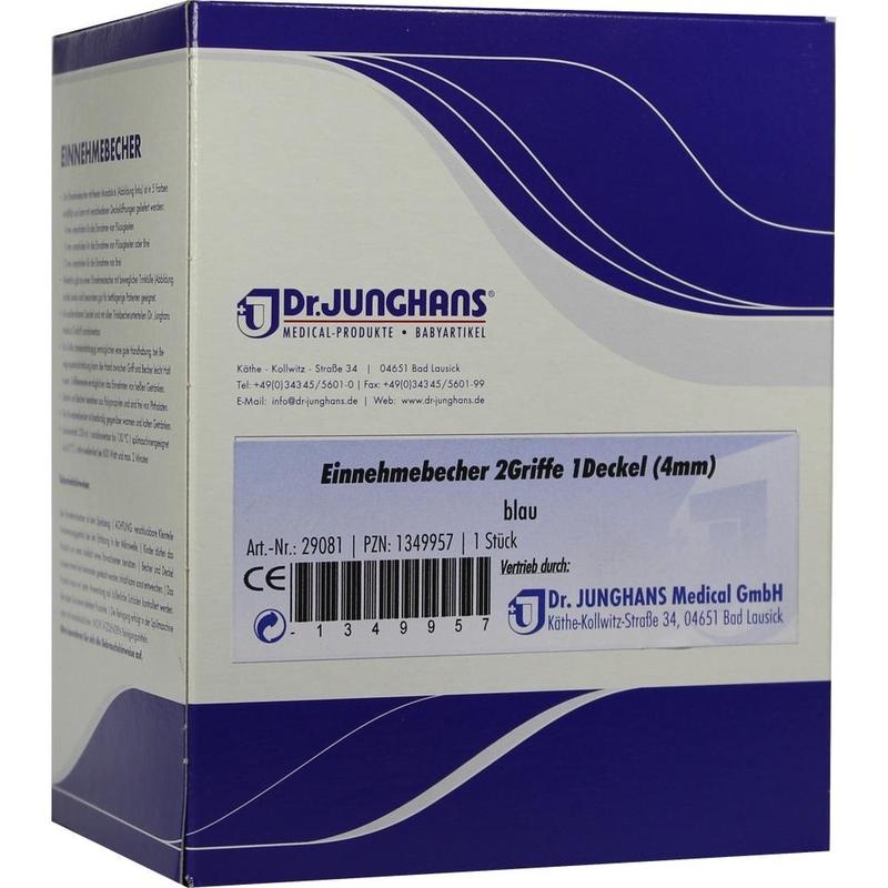 EINNEHMEBECHER m.2 Griffen+Deckel 4mm blau