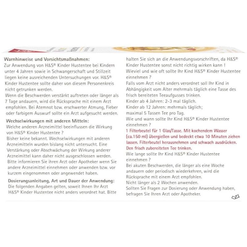H&S Kinder Hustentee Filterbeutel